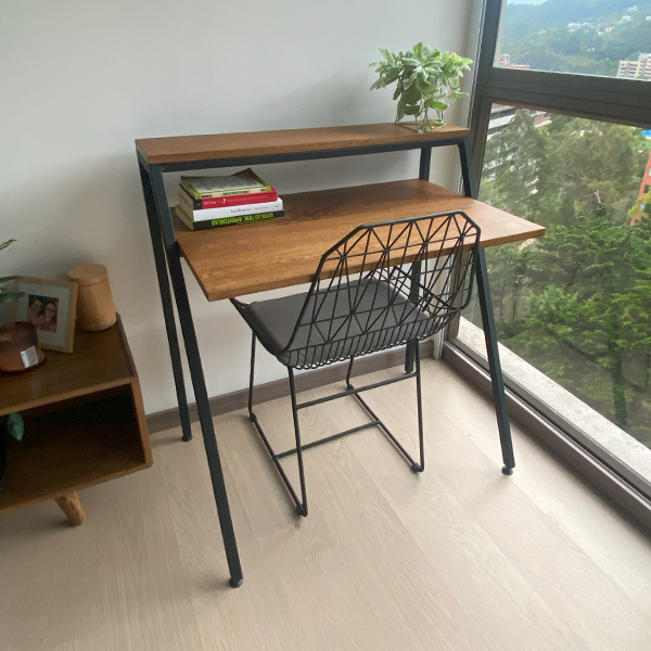 Escritorio mini hierro roble