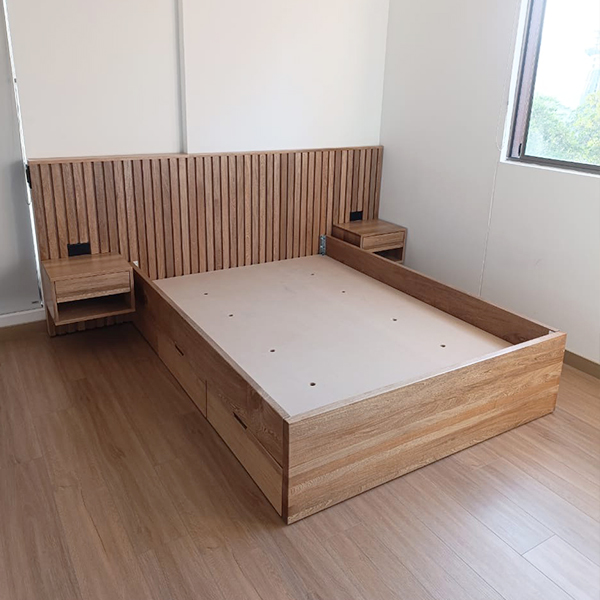 Cama 1,40 listones roble