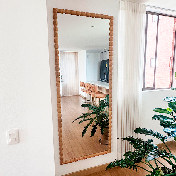 Espejo roble torneado