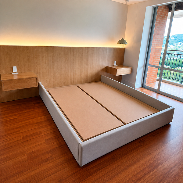 Cama roble tapizada